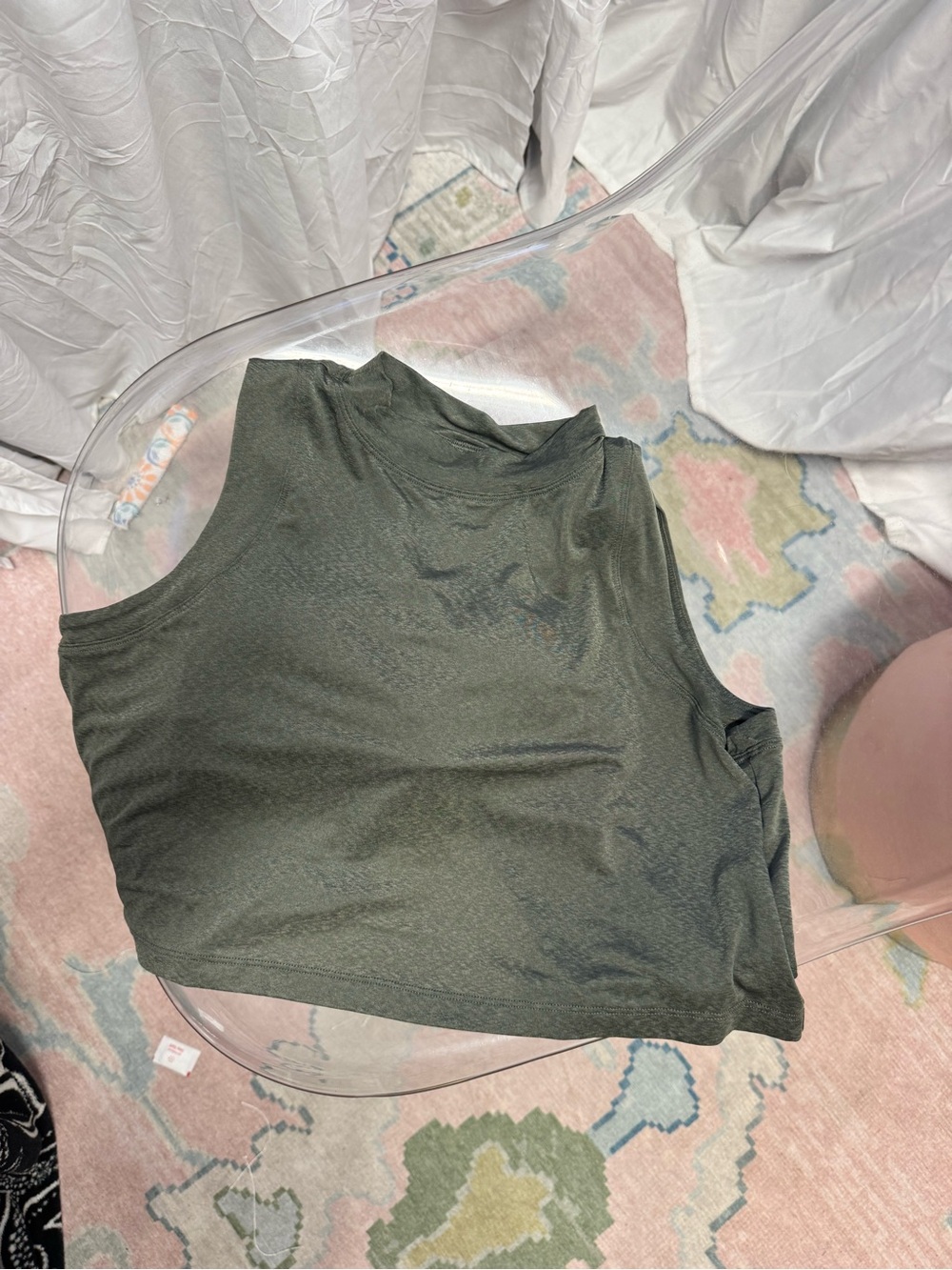 Lululemon Olive Green Sleeveless Mock Neck Crop Top
